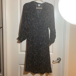 A New Day Black Floral Midi Dress S